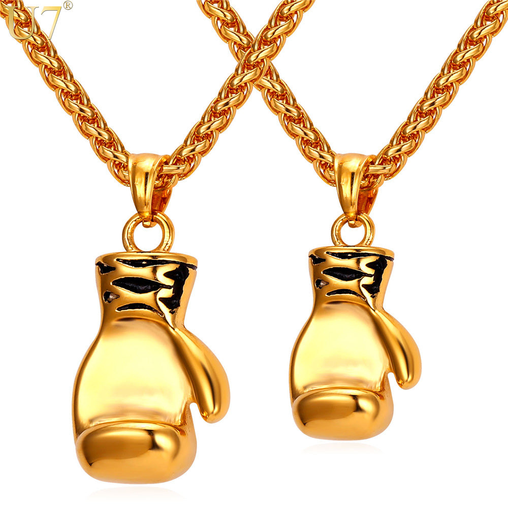 Boxing Glove Necklaces & Pendants Gold Color - Edobruce1989